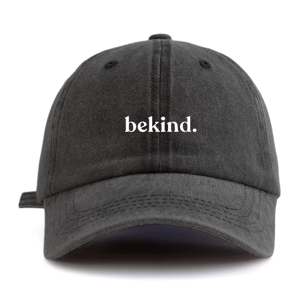 1pc Bekind. Print Washed Baseball Cap for Adults, Minimalist Retro Style Casual Soft Adjustable Dad Hat, Perfect As Gift
