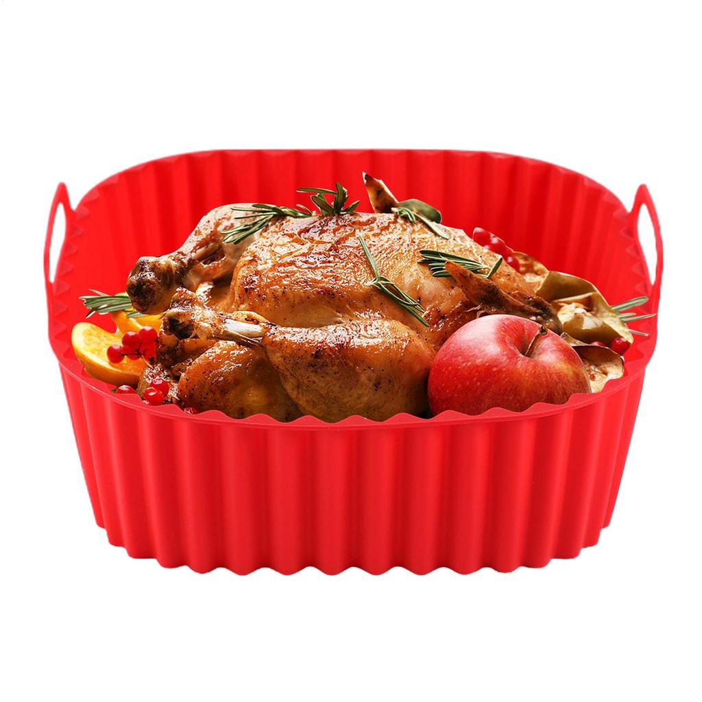 Silikonová vzduchová fritéza Podnos na potraviny Bezpečné na jídlo Opakovaně použitelný čtvercový grilovací talíř Grilovací podložka Fritéza do trouby Forma na pečení Košík do kuchyně