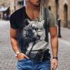 Oversized Animal T-shirt Unisex Black Tees Lion Print Shirts Pattern V-neck Tops Fashion Casual Short Sleeve Summer Unisex's Clothing