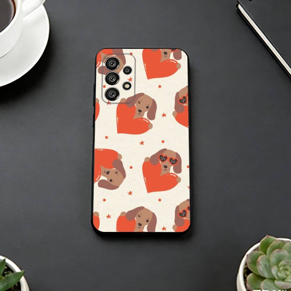 Cute Dachshund Sausage D-Dog Phone Case For Samsung S25,S24,S21,S22,S23,S30,Ultra,S20,Plus,Fe,Soft Silicone Black Cover