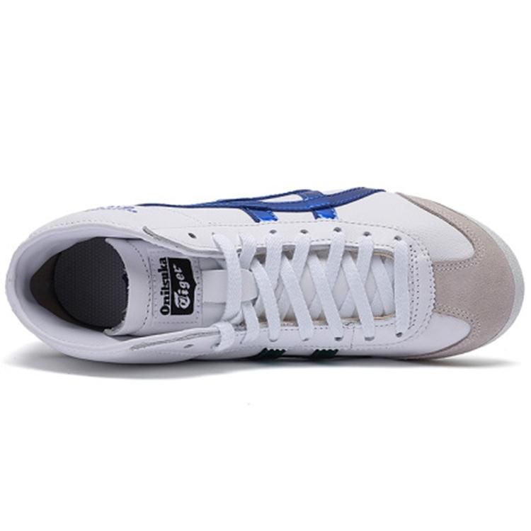 Onitsuka Tiger Mexico Mid Runner Comfortable Wear resistant And Lightweight High top Running Shoes Unisex White Blue 1183A658-100