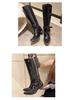 American Retro Rivet Knight Boots - Black Punk Over-the-Knee for Petite Women