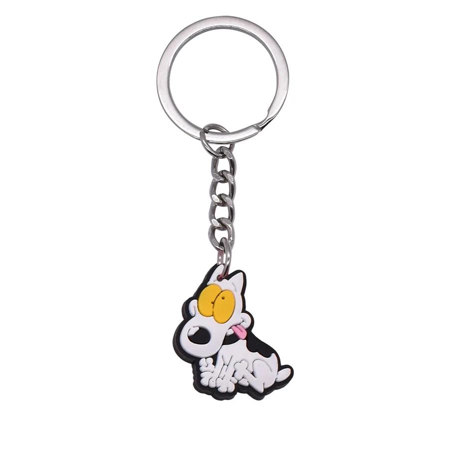 New Arrival Adorable Pet Dogs PVC Soft Keychains Bag Hanging Pendant Car Keyrings Animals Key Chains Accessories Wholesale Gift