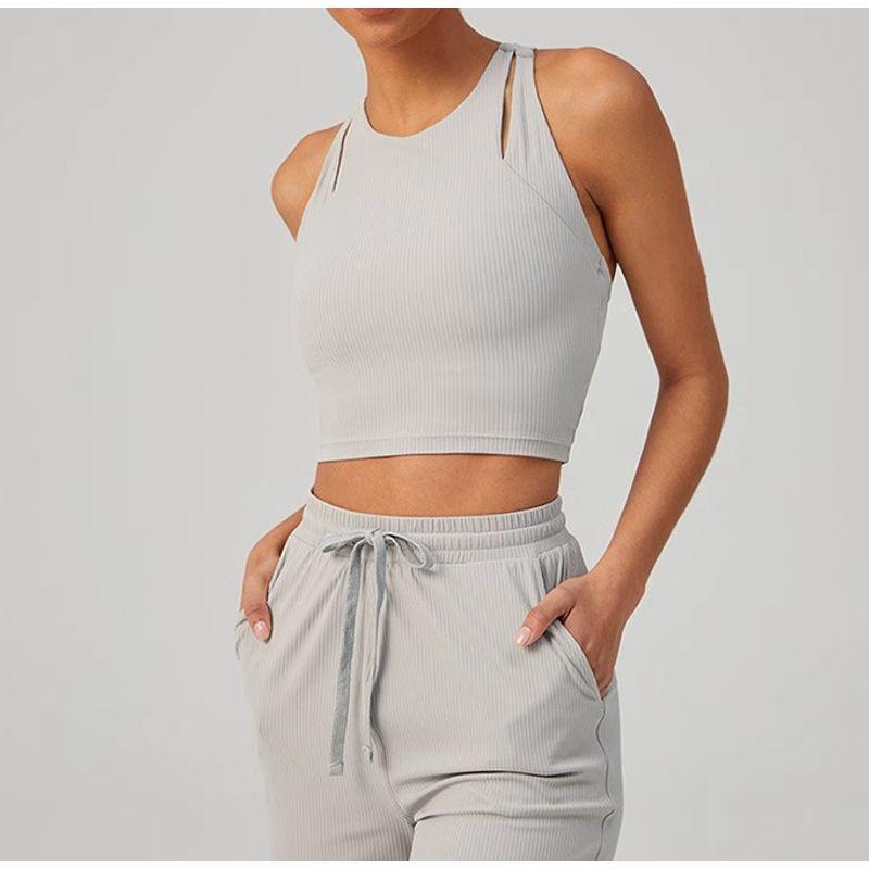 

Thread Bra Dance Workout Underwear Yoga Vest XL Gray(With chest pad)