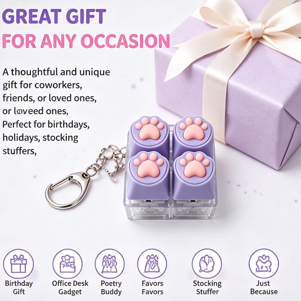 Coquette Room Stuff Cozy Tech Accessories Cute Cat Paw Silicone Keychain Squishy Tactile Gadget Mechanical Keyboard Lover Gift