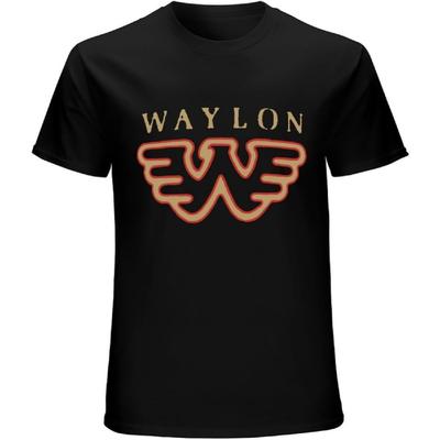 Xhaxhi Herren T-Shirt Waylon Jennings Flying W Herren Kurzarm T-Shirt Rundhalsausschnitt Baumwolle Leicht Lockerer Schnitt