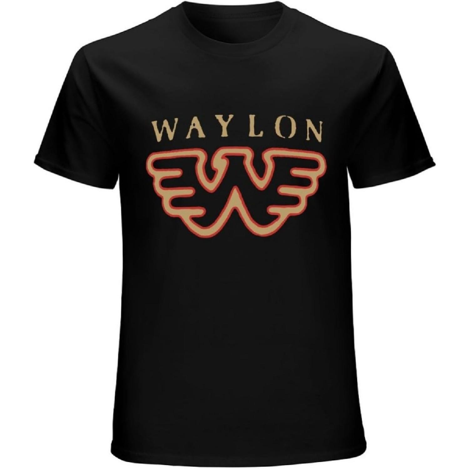 xhaxhi Men s T-Shirt Waylon Jennings Flying W Men s Short Sleeve T-Shirt Crew Neck Cotton Lightweight Loose Fit S