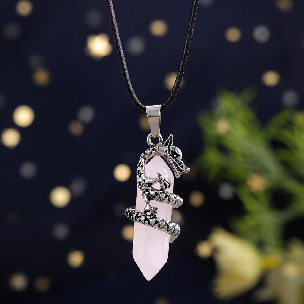Chinese Crystal Dragon Hexagonal Pendant Fashion Accessory