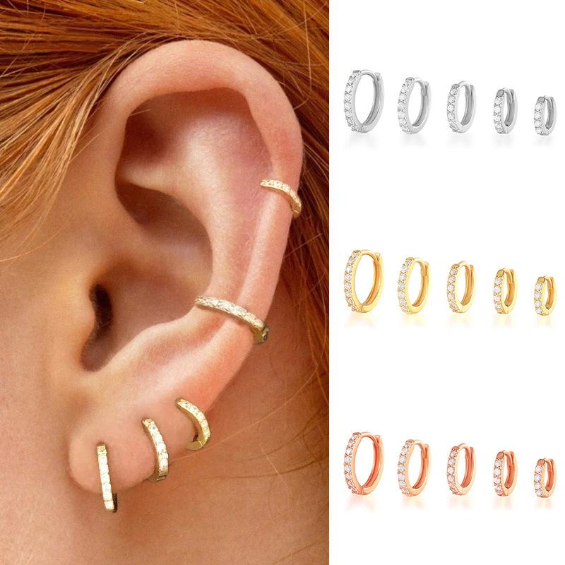 Ear Buckle, Simple Row Diamond Zircon Earrings For Women, Small Fresh Round Small Earbone Studs