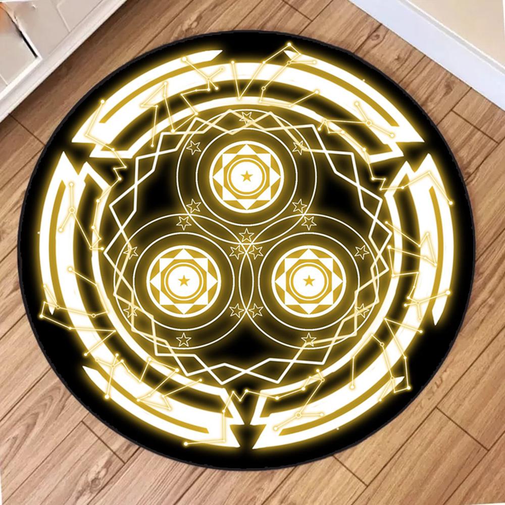 Star Array Print Round Carpet for Bedroom Living Room Camping Mats Flannel Anti-Slip Rug Yoga Mat Home Area Pad Birthday Gifts