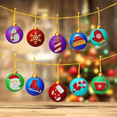 DIY Weihnachts-Diamantmalerei Deko-Set (1 Satz) - Hängeornamente, Baumschmuck & Geschenkkarten, Handgefertigt mit Selbstbohrung erforderlich