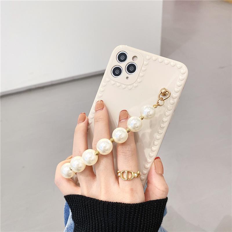 High-Grade Pearl DIY Phone Case with Elegant Bracelet & Metal Hook