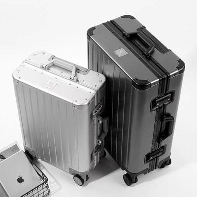 Trolley-Koffer aus Aluminium-Magnesium-Legierung mit Zahlenschloss, 24-26 Zoll