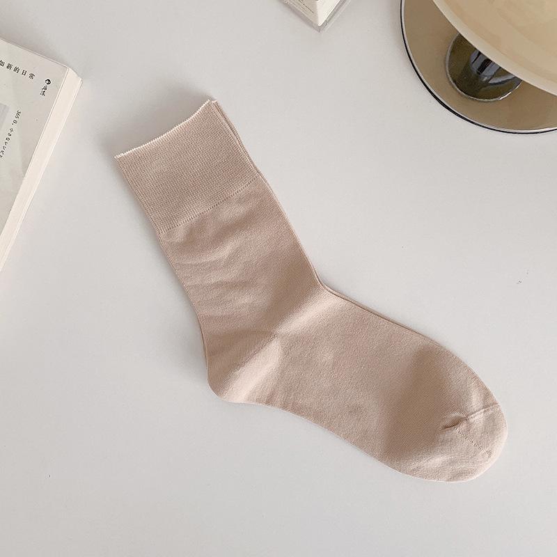 Spring/Summer Breathable Cotton Socks: Thin, Anti-Pilling, Seamless Postpartum Comfort, Solid Color, Casual Fashion