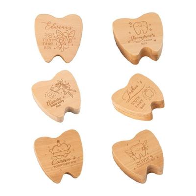 Wooden Box For Baby Teeth Storage With Decoration Baby Children Tooth Holder Gift For Children