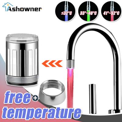 LED Wasserhahn Strahl Licht Küche Bad Dusche Wasserhahn Wasserhahn Düsenkopf 7 Farbwechsel Temperatursensor Licht Wasserhahn LED