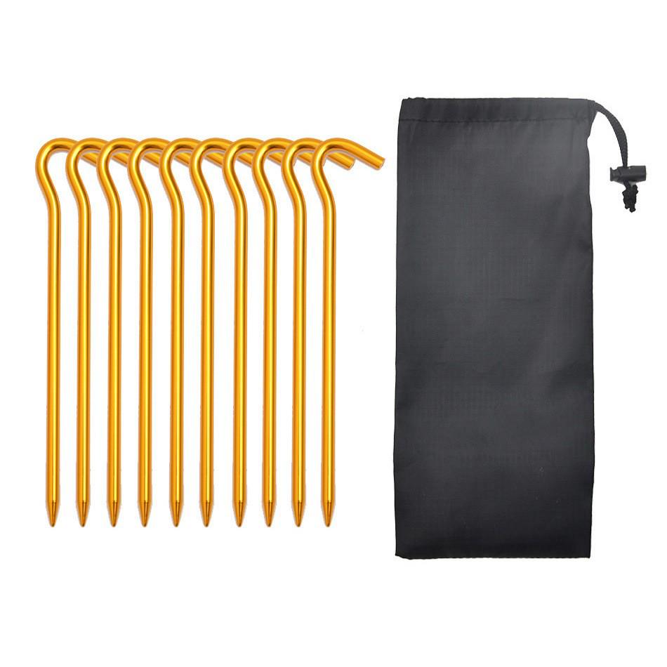 Aluminum Alloy Camping Tent Stakes with Hammer & Windproof Rope Set