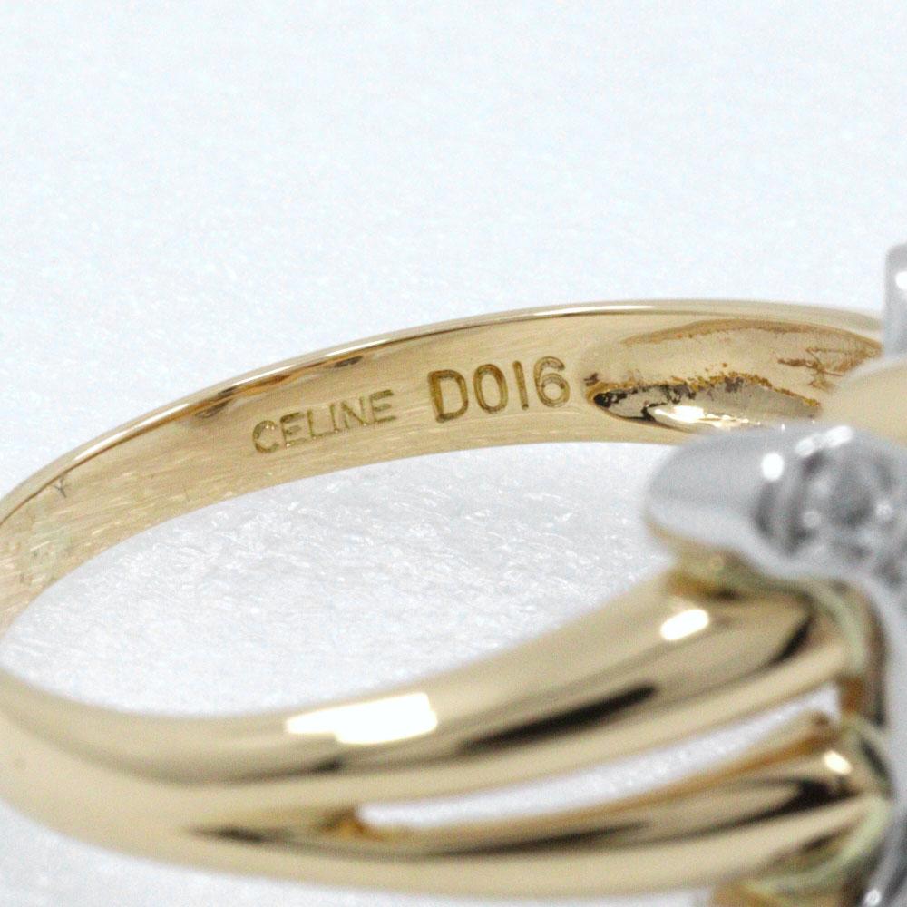 CELINE Macadam Ring K18 yellow gold/Pt900Platinum/diamond #5.8(US Size) 4.6g Women Used