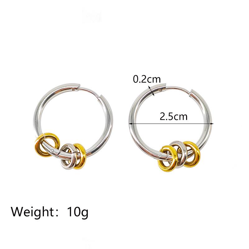 French Versatile 18K Gold Steel Circle Earrings: Non-Fading, Influential Style