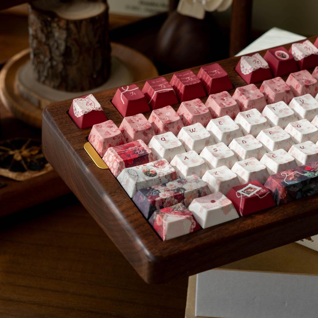 MAIMOOO Keycaps Rose Principle Keyboard Keycaps Cherry Pbt Scarlet Rose Retro Keycaps For Diy Aula F75/F87/F99