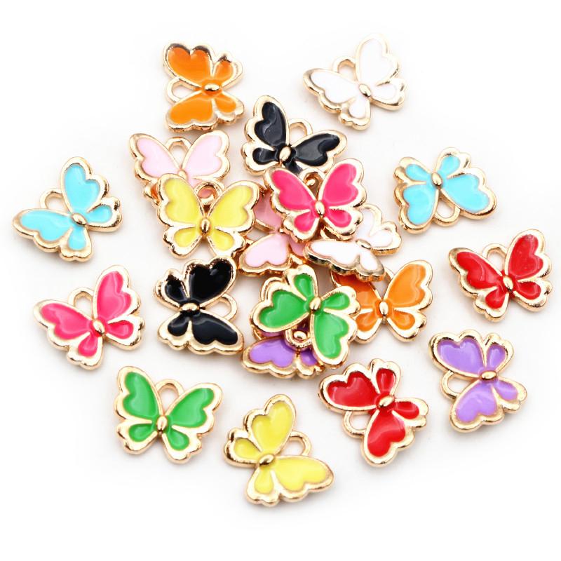 20pcs Small Enamel Butterfly Charms Pendant 10x13mm Alloy DIY Jewelry Making Accessories Findings for Necklace Bracelet Earrings