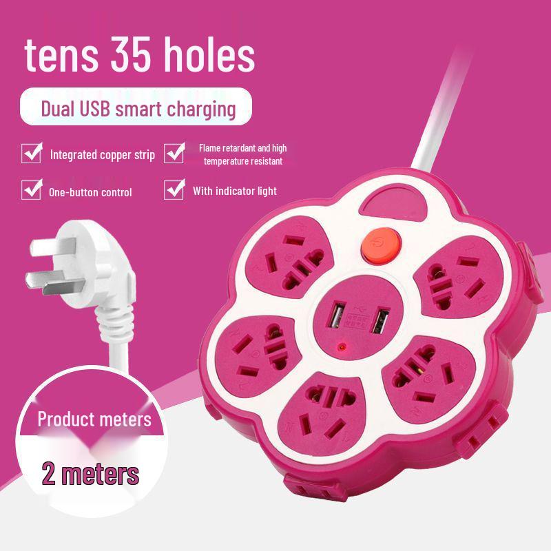 Creative USB Multi-Hole Power Strip with Anti-Leakage Socket for Dorm & Home