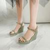 Sandals for Women Wedges Heel Green Super-high Rivet Woman Shoes Summer 2025 Comfortable Footwear New Breathable Fashion Luxury