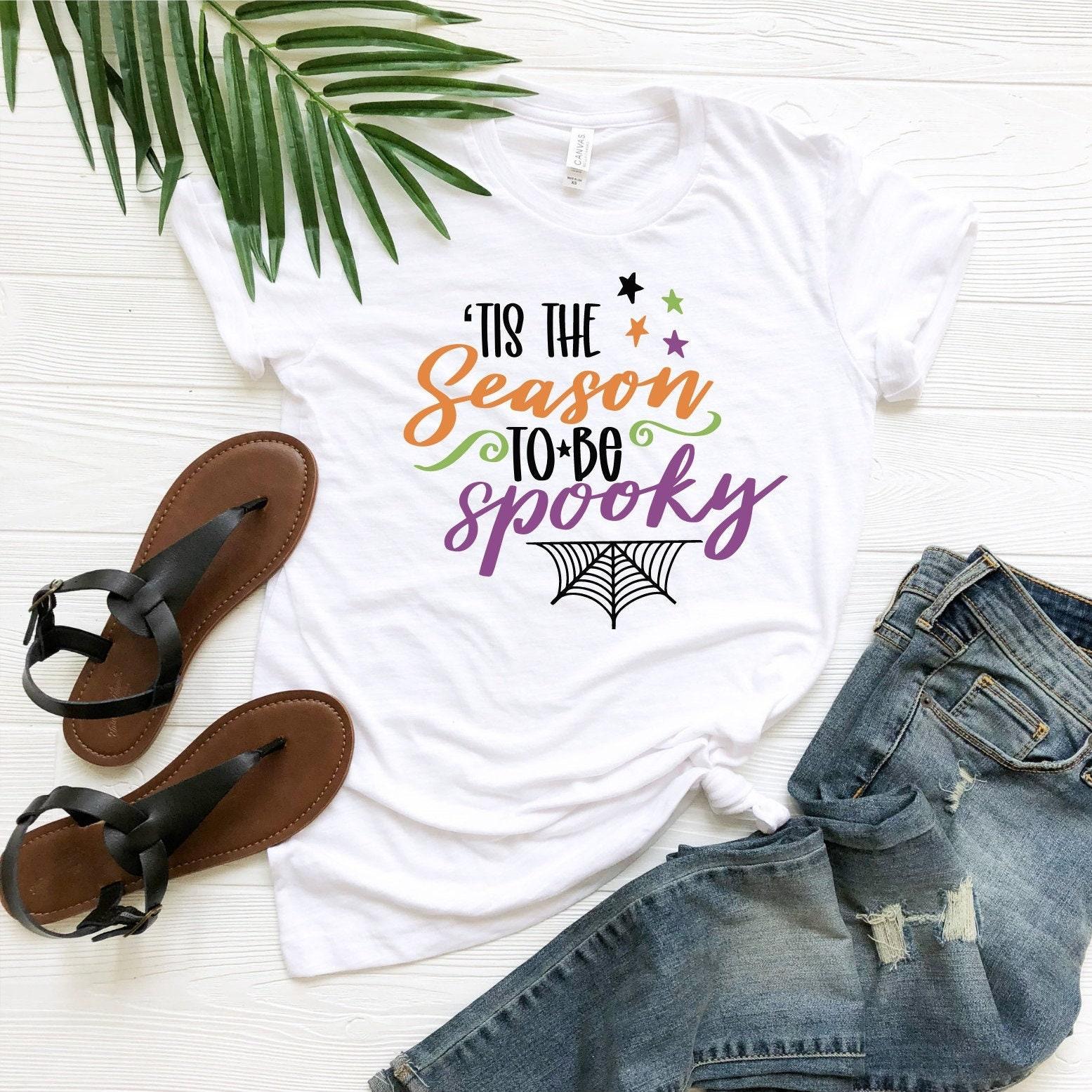 Tis The Season To Be Spooky Shirt Season Women T-Shirt Halloween Tees S белый