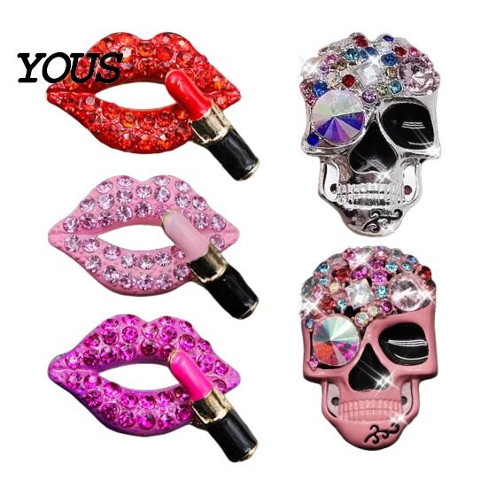 Halloween Car Decorations Rhinestones Skull Air Diffuser Clip, Personalized Punk Decorative Outlet Clip Style Vent Perfume Automotive Interior