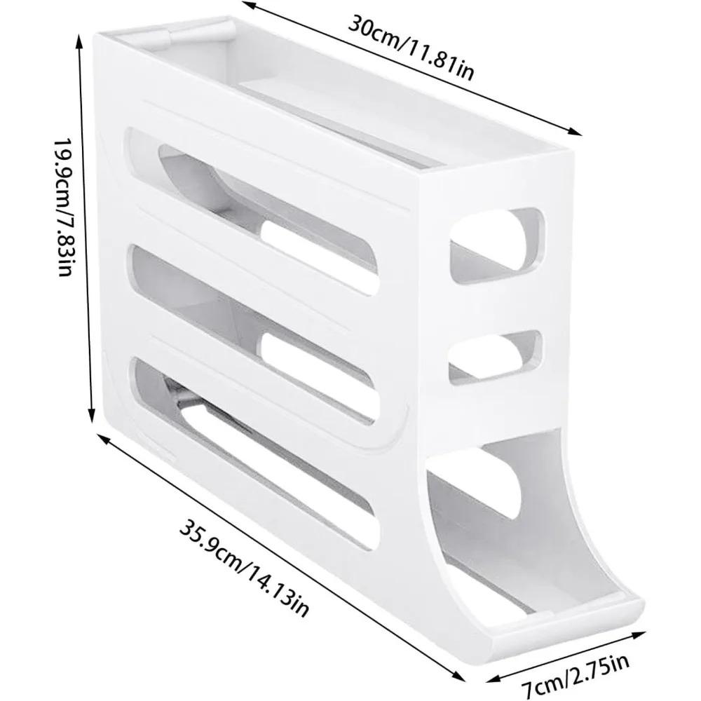 1Pcs Refrigerator Egg Rack 4 Tiers Dispenser 30 Egg Container Automatic Rolling Egg Container Egg Storage Rack for Kitchen
