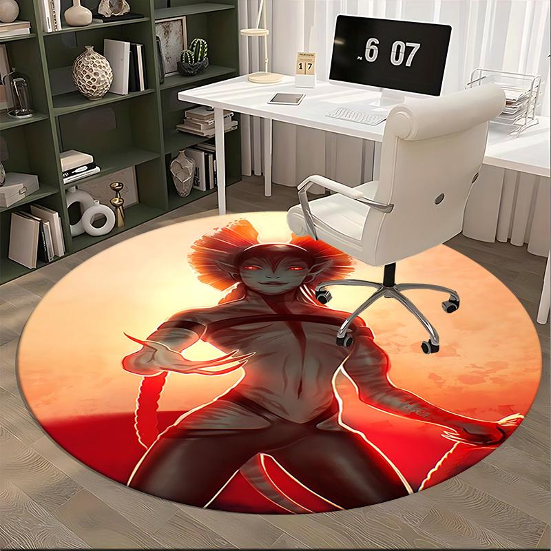 Red Demon Chair Mat - Round Carpet for Home Decor, Office Use, Bedroom, Living Room, Gift Idea0252b