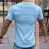 American Style Men's Summer Short Sleeve Slim Fit Fitness Top Solid Crew Neck Training T-shirt