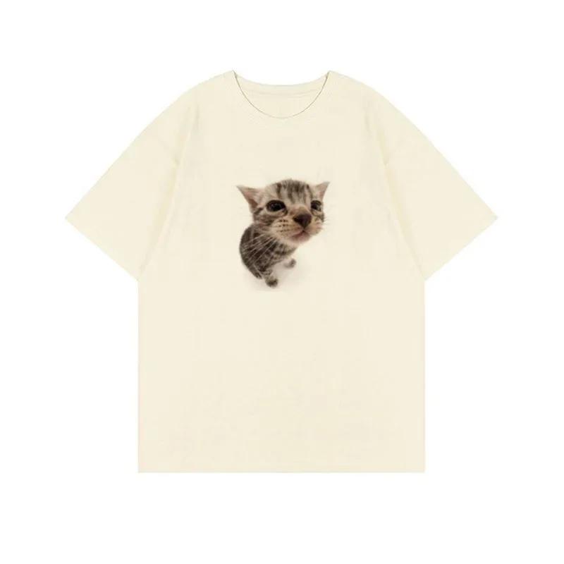 

Top Style Noble Cat Love Music Tshirt Cute Cat Print Short sleeved Tshirt Harajuku Fashion Couple Loose Street Style Y2K 4XL