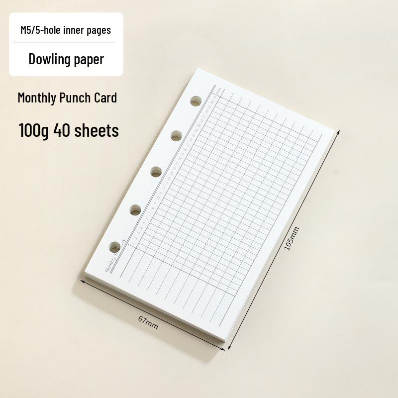 

Сменный блок для планера M5 A8: Бумага с 5 отверстиями для скоросшивателя, с горизонтальными линиями, в клетку и чистые листы.