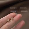 Micro-inlaid Zircon Mini Fork Small Stud Earrings Needle Plating Simple and Creative Daily Small Earrings