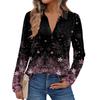 Women's Fashion Long-Sleeved Retro Floral Print Stand Collar  Shirt