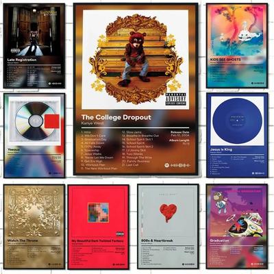 Rap Yıldızı Kanye West Müzik Albümü Ayı Tahtı Heartbreak Şarkı Listesi Poster Tuval Tablolar Duvar Sanatı Resimleri Ev Dekorasyonu