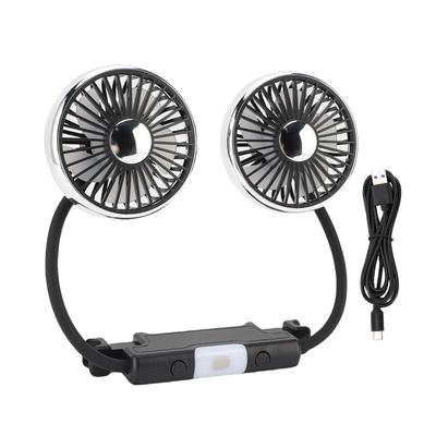 Ventilateur de Voiture USB Puissant 3 Vitesses Double Tête Flexible Support Col de Cygne Ventilateur de Refroidissement pour Voiture Rotation à 360 Degrés DC 5V Voiture