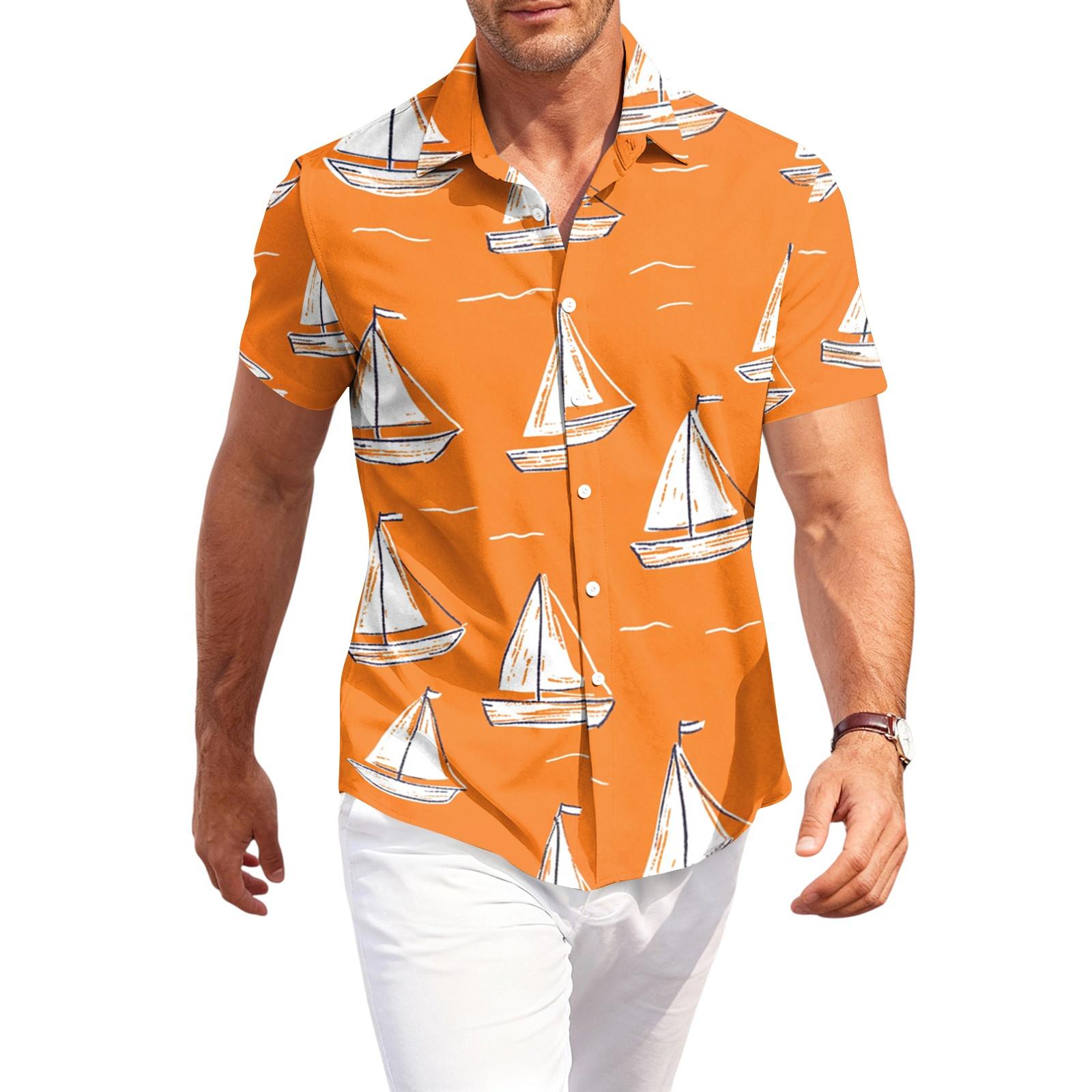 

Men s Casual Loose Fit Short Sleeve Shirt Hawaiian Style Button Down Tropical Leaf Print Summer Beachwear Shirt XXXXXL