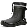 Fashion Outdoor Men's Rain Boots Short Tube Hiking Fishing Water Shoes Anti-slip Chef Work Ankle Boots Waterproof Non-slip Shoes