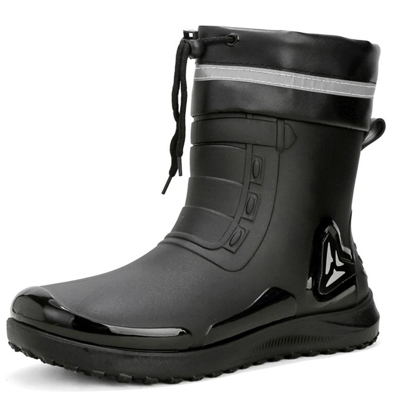 Fashion Outdoor Men's Rain Boots Short Tube Hiking Fishing Water Shoes Anti-slip Chef Work Ankle Boots Waterproof Non-slip Shoes