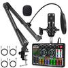 BONKYO F999 Karaoke Set for Home DJs, Mixer, Live Sound Card, Male/Female Voice Changer, Microphone Stand, Tablet Arm, Stand/Microphone, Pop Filter, C