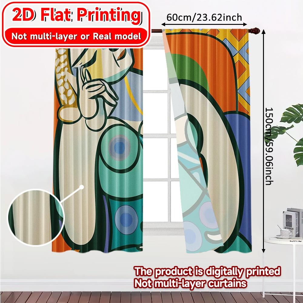 2 szt., zasłony DRUKOWANE PŁASKO 2D (Bez Roda) Abstrakcyjne Zasłony z Nadrukiem Marzeń Festiwalowe Trwałe Poliestrowe Zasłony Termiczne