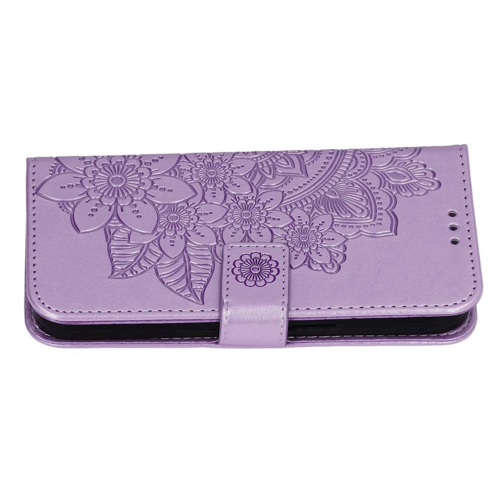 Phone Wallet Case With Card Slot Stand PU Lther Flower EmNaBossed  ive   Cover for   13