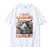 I Eat CeUnisext Cursed Cat Funny Meme Tee Shirt Unisex Women Vintage Gothic Oversized Tshirts Casual Cotton Short Sleeve T Shirt Tops