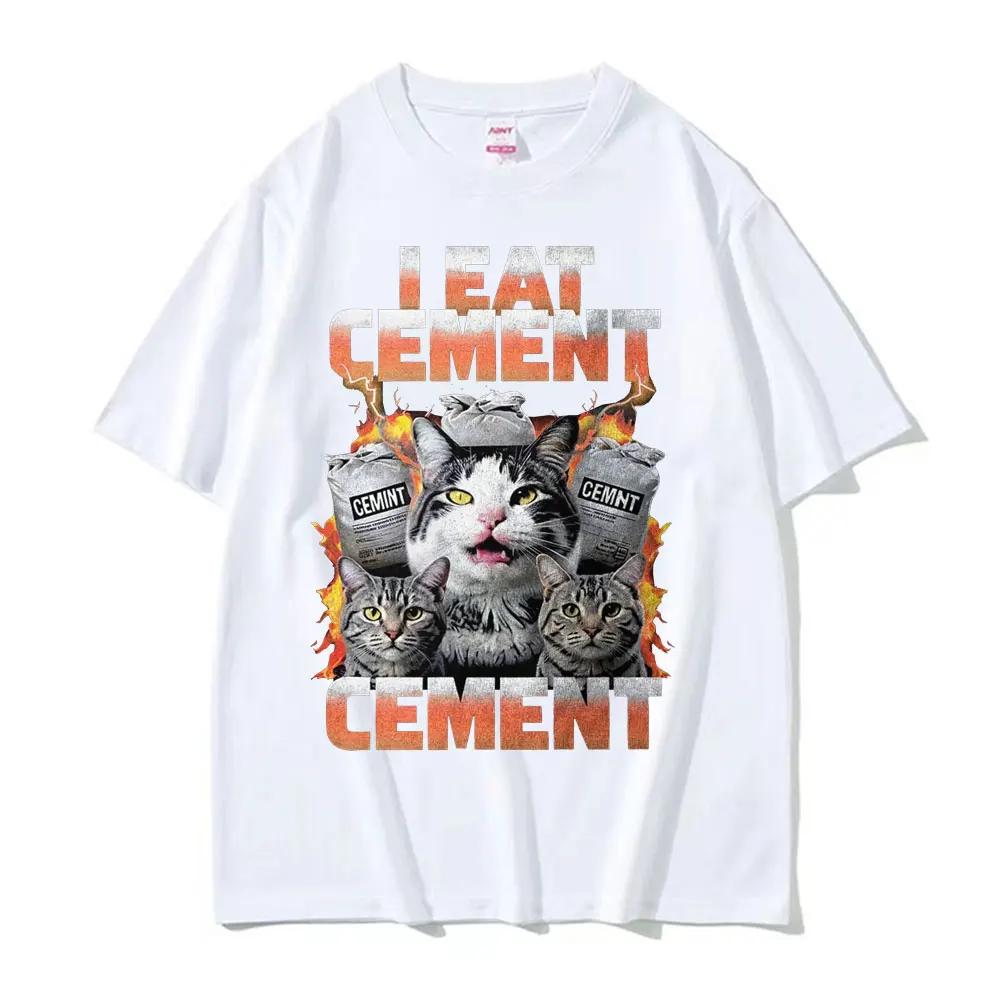 I Eat CeUnisext Cursed Cat Funny Meme Tee Shirt Unisex Women Vintage Gothic Oversized Tshirts Casual Cotton Short Sleeve T Shirt Tops