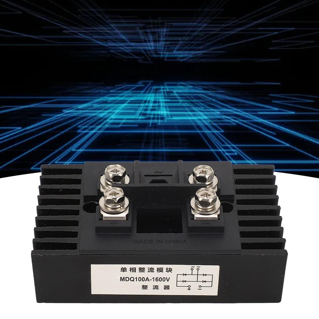 2Pcs Single Phase Bridge Rectifier 100A 1600V 4 Terminals Current Conversion Module Waterproof Black