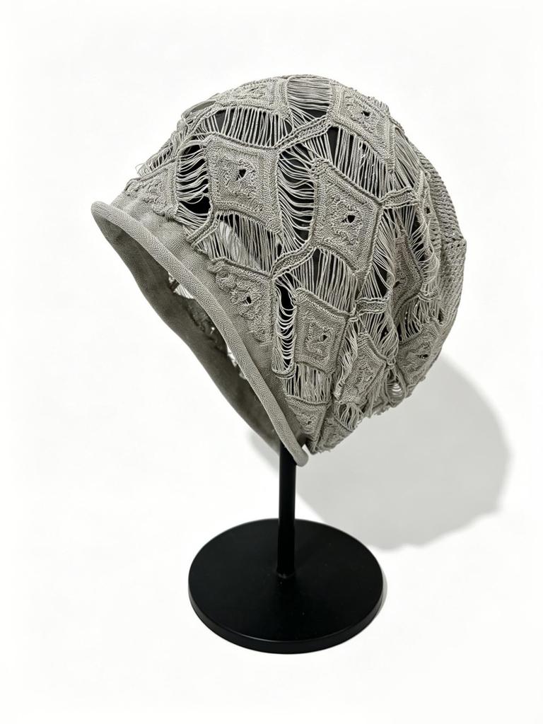 Retro literary and artistic crochet hole stacking hat men's and women's spring and summer thin breathable knitted cold hat fashionable headgear