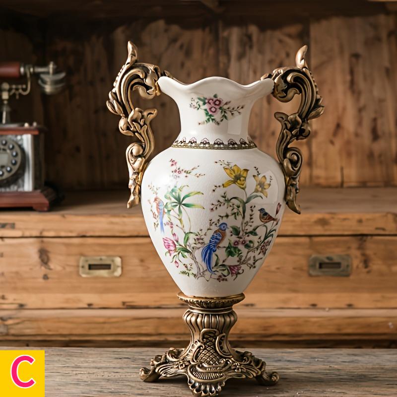 

Vintage Double-eared Trophy Ceramic Vase Decor Creative European American Retro Home Decor Ceramic Vase Nordic 42cm Floor Vases