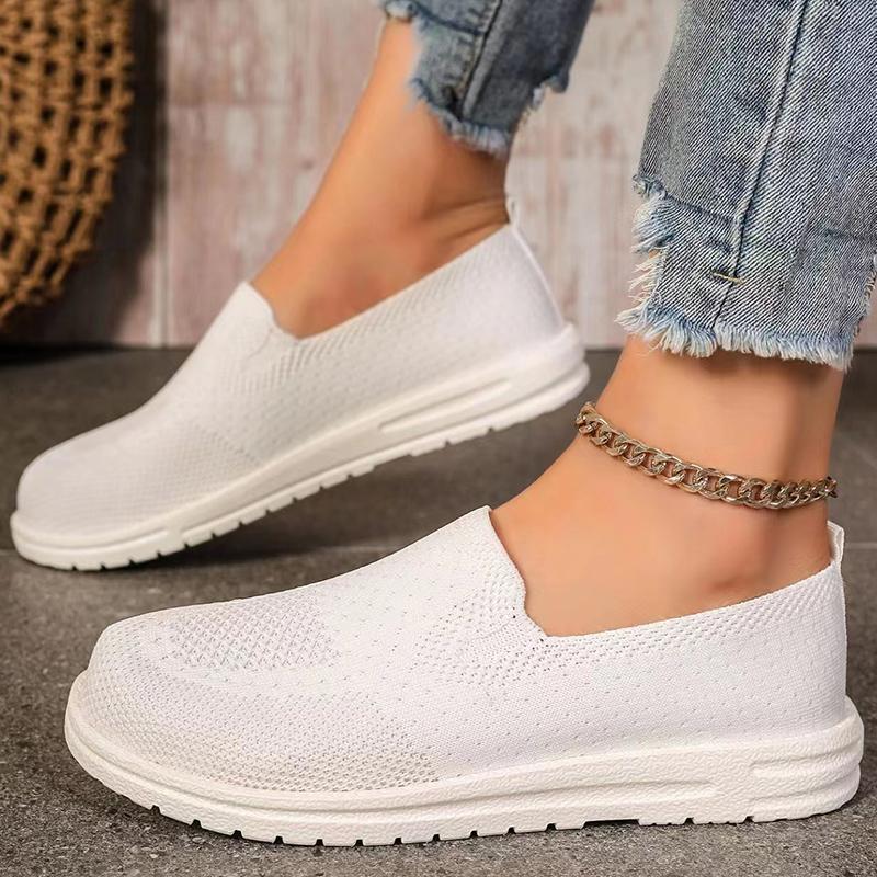 Women's Knitted Mesh Loafers Plus Size 43 Lightweight Soft Sole Casual Shoes Woman 2024 Autumn Non-Slip Breathable Flats Shoes